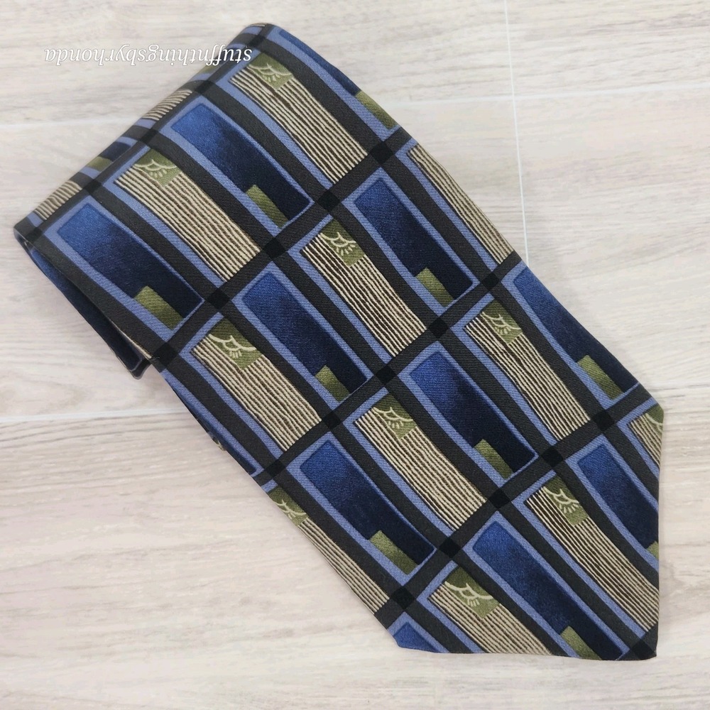 Jimmy V -Mark McGwire Collection Three, Blue & Gold 100% Silk Neck Tie 56" x 3⅞"